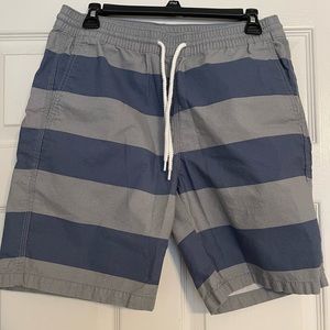 Men’s Mossimo Drawstring Shorts Size Small Blue Gray Striped Excellent Condition